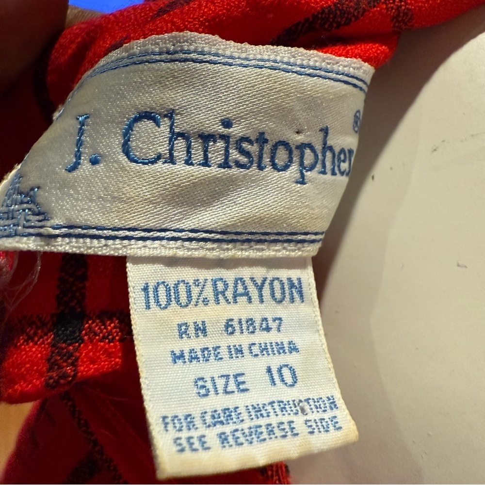 Vintage J.Christopher Chic Long Sleeve Red Plaid Dress - Picture 9 of 9